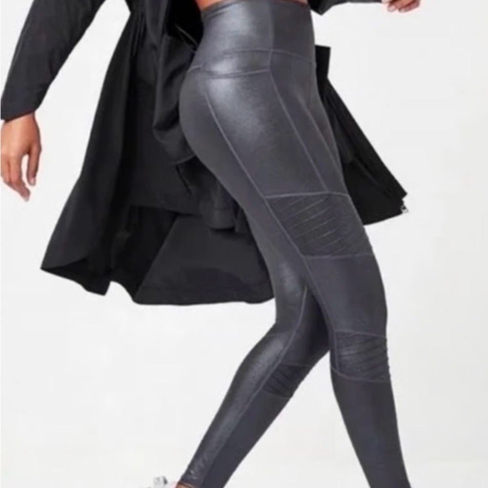 Athleta Inclination Black Shimmer Moto Tights Leggings XS NWOT